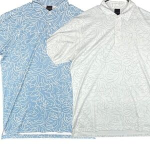 Dunning Golf Men's Polo Shirt Bundle Blue White Abstract Print Size L
